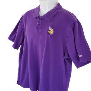 Reebok Polo Shirt Men's XL Purple Minnesota Vikings NFL Pullover Knit Stretch